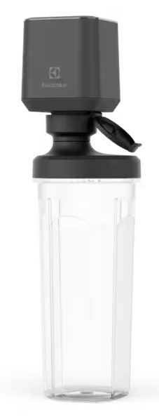 Czarny dodatek blendera Electrolux na przezroczystym pojemniku.