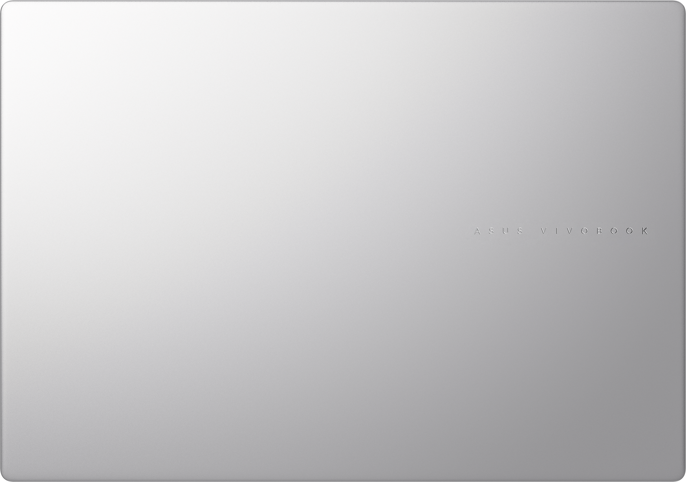 Grauer Laptopdeckel mit eingraviertem ASUS VIVOBOK-Schriftzug.