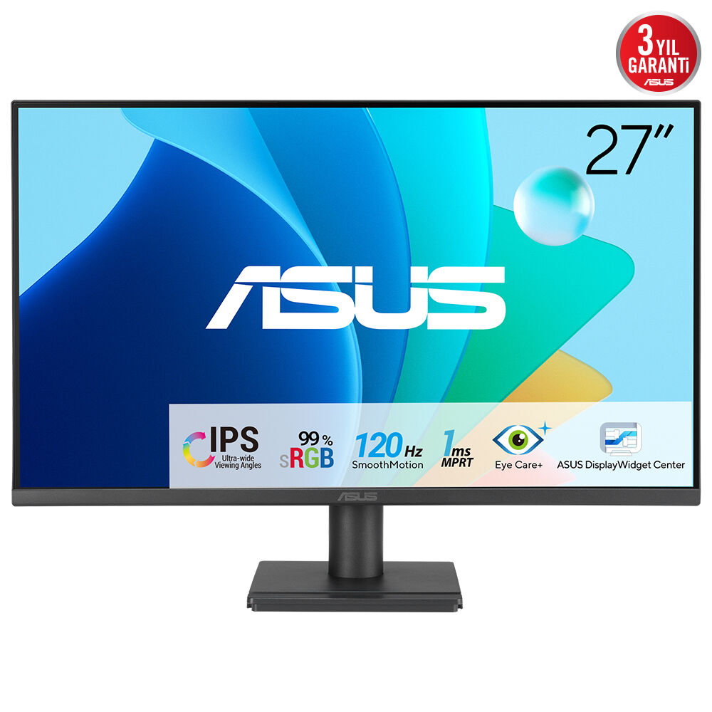 27-Zoll ASUS Monitor mit IPS, 120Hz, 1ms MPRT, Eye Care+, 3 Jahre Garantie.