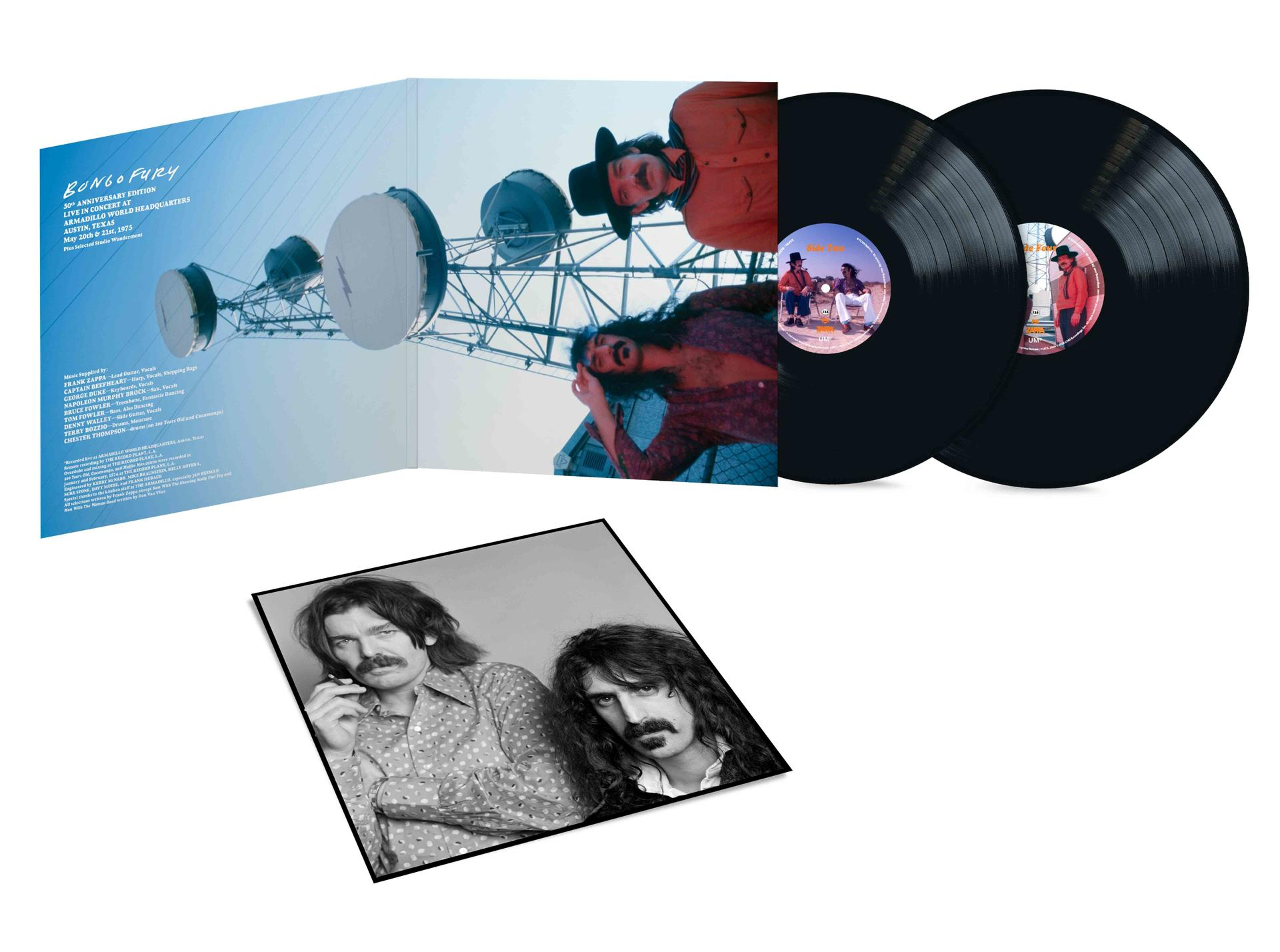 Albumcover mit zwei Schallplatten und einem Foto von Frank Zappa und Captain Beefheart.
