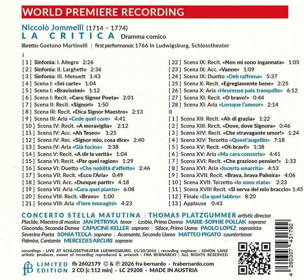 CD-Cover mit Titel, Komponist, Librettist und detaillierter Trackliste.