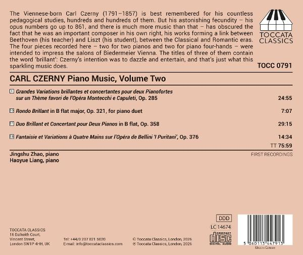Toccata Classics CD-Cover mit Werkliste, Pianisten und Katalognummer.
