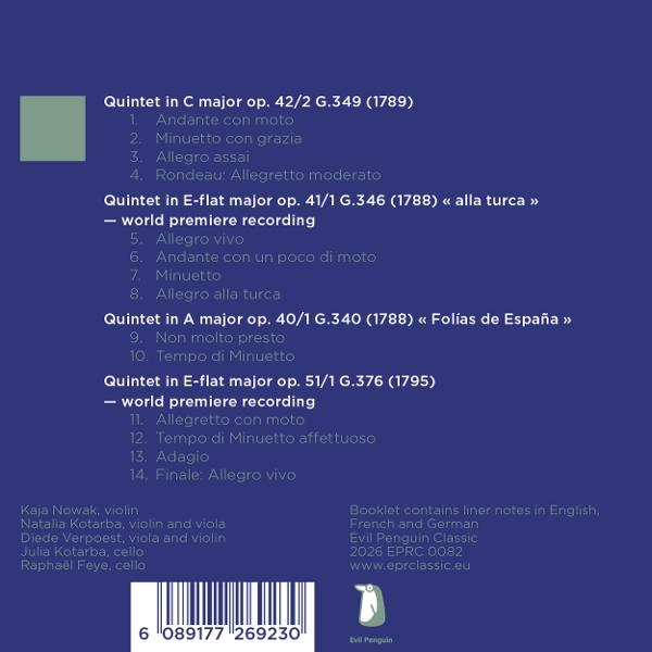 CD-Cover mit Werkliste: Quintette von Mozart und Beethoven, Besetzung, Barcode und Logo.