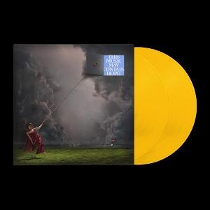 Gelbes Vinyl-Album mit einer Person, die einen Drachen bei stürmischem Himmel steigen lässt.