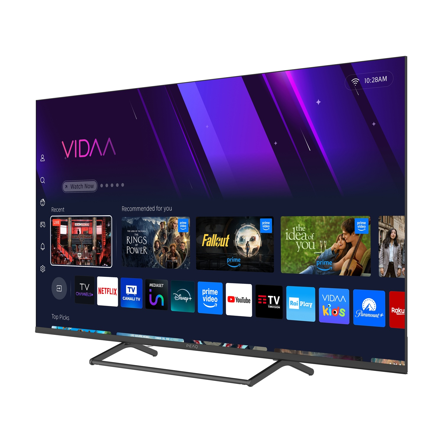 Una smart TV moderna con interfaccia VIDA, che mostra app come Netflix.