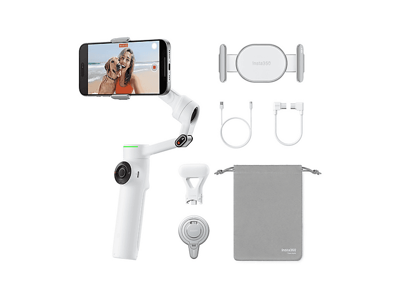 Stabilizzatore Gimbal INSTA360 Flow 2 Pro Creator Kit, Bianco artico