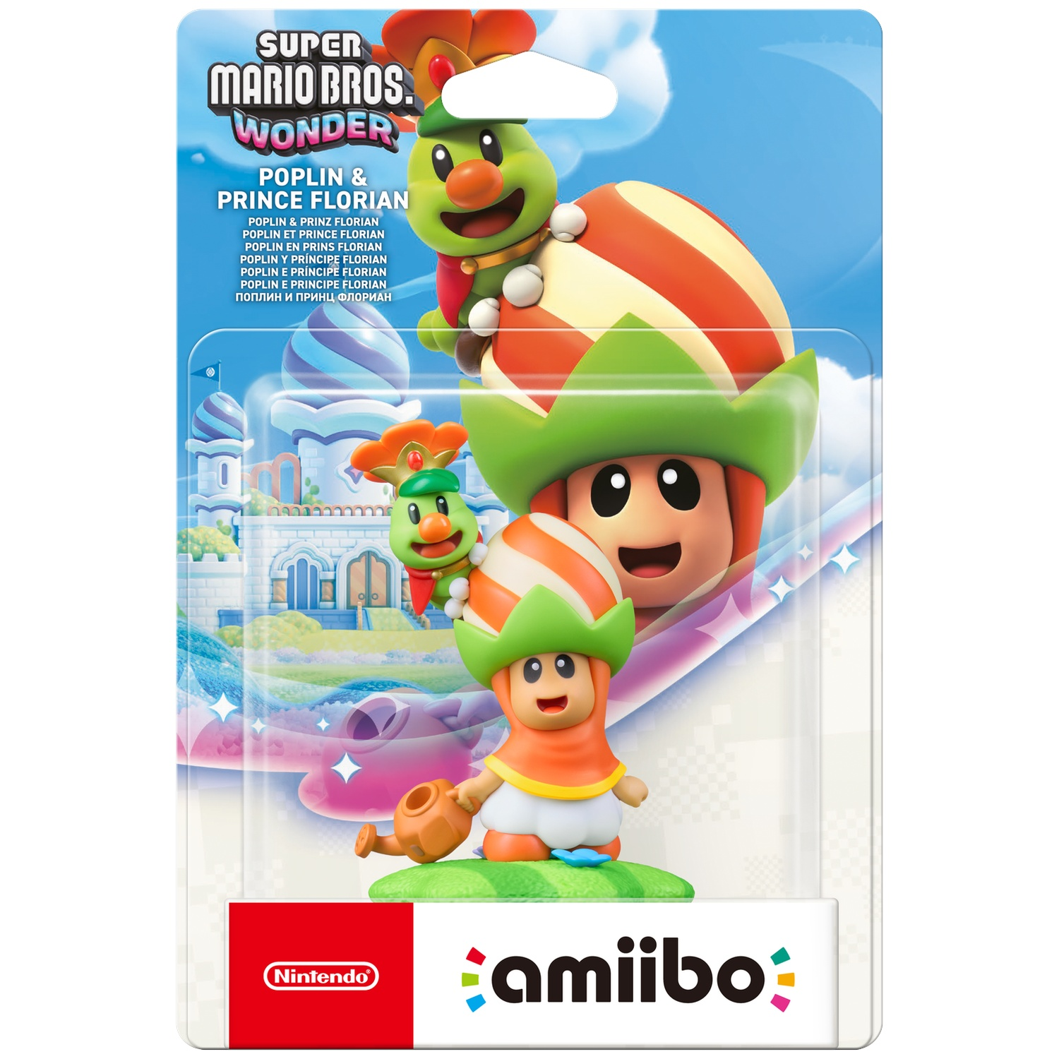 Amiibo figure of Poplin & Prince Florian from Super Mario Bros. Wonder.