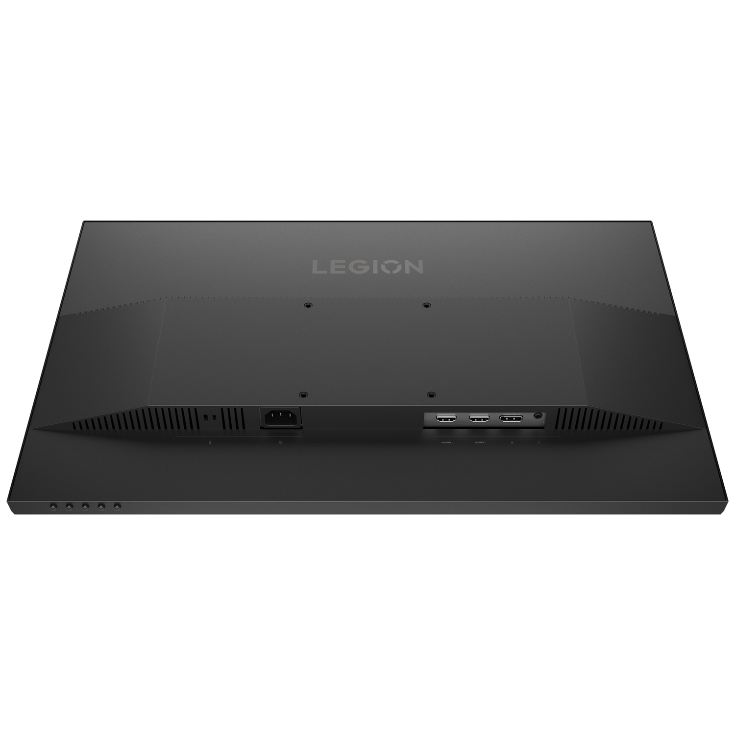 Back view of a black monitor showing ports and ventilation slits.