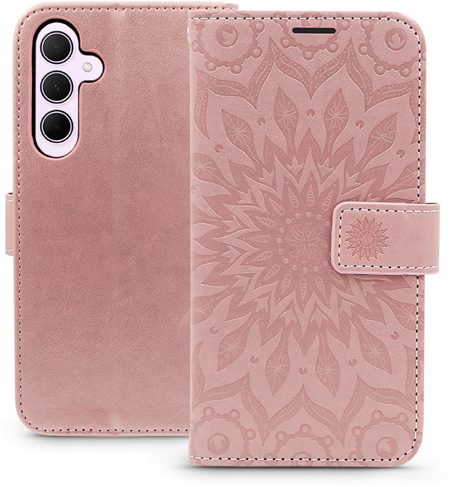 HAFFNER Samsung Galaxy A35 5G oldalra nyíló tok, mandala rosegold (HF268281)
