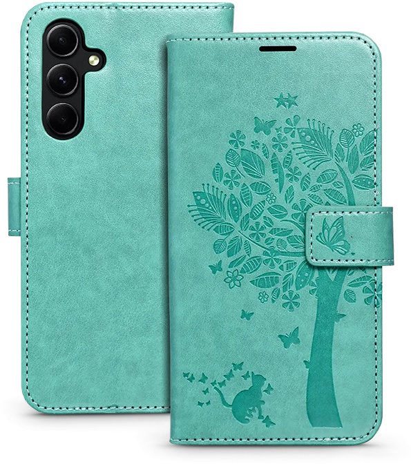 HAFFNER Samsung Galaxy A54 5G oldalra nyíló tok, zöld fa (PT-6645)