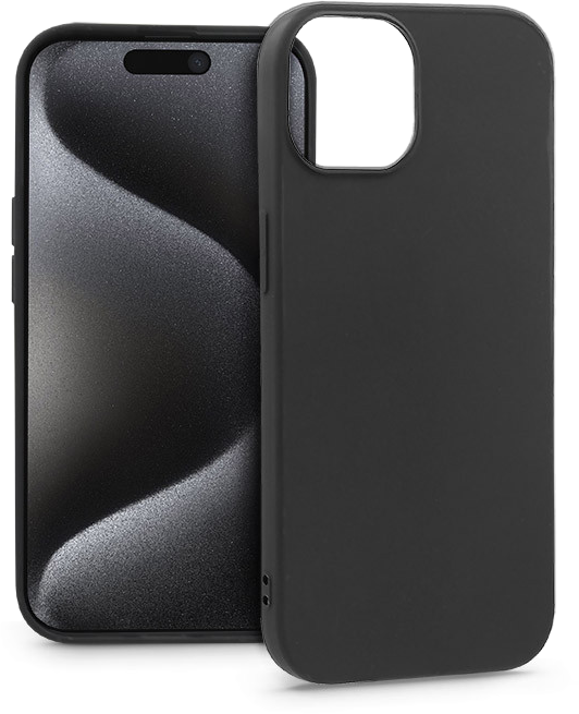 HAFFNER iPhone 15 Pro szilikon tok, matt fekete (PT-6871)