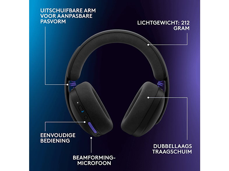 LOGITECH G G325 LIGHTSPEED Wireless Bluetooth Gaming Hoofdtelefoon Zwart