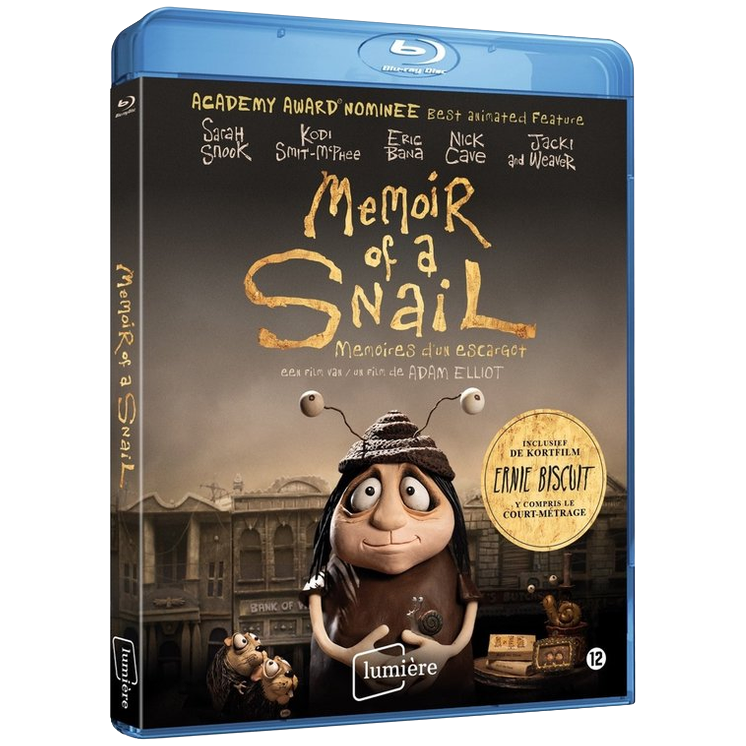 Blu-ray hoes met stop-motion personage en filmcastnamen.