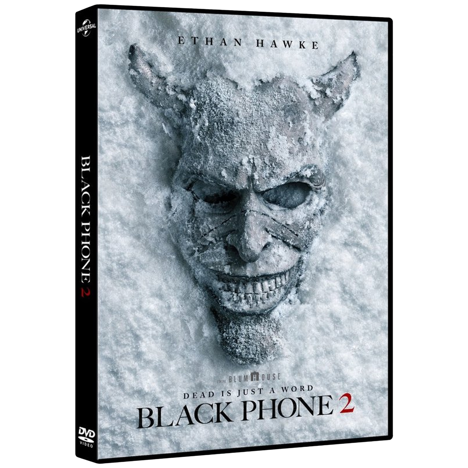 Black Phone 2 DVD cover featuring a creepy mask in snow.