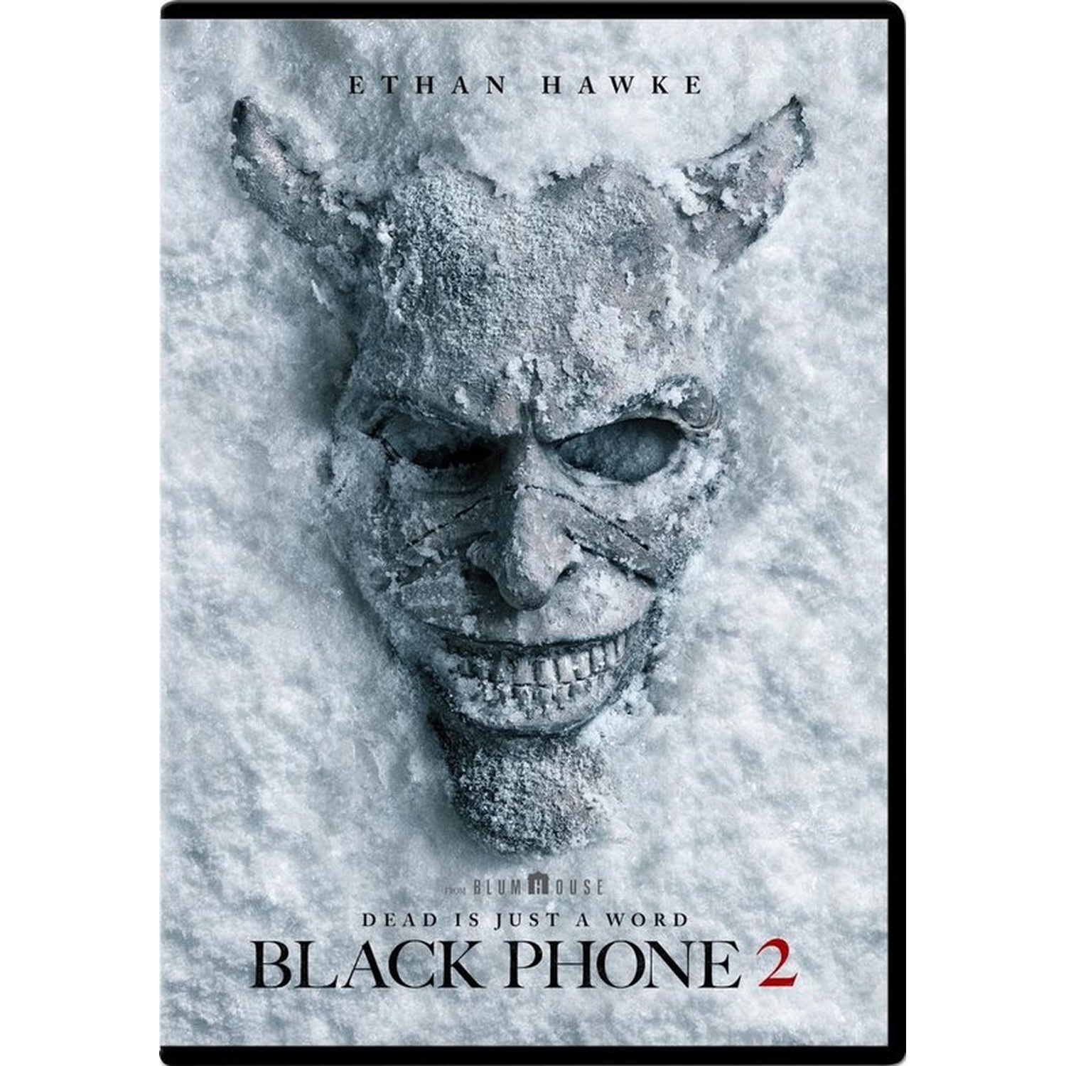 An abstract mask covered in snow, with Ethan Hawke and Black Phone 2.