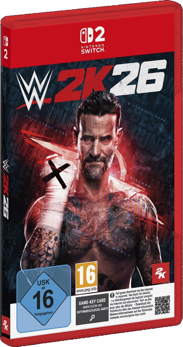 WWE 2K26 Nintendo Switch Hülle mit CM Punk im Fokus und Altersfreigabe 16.