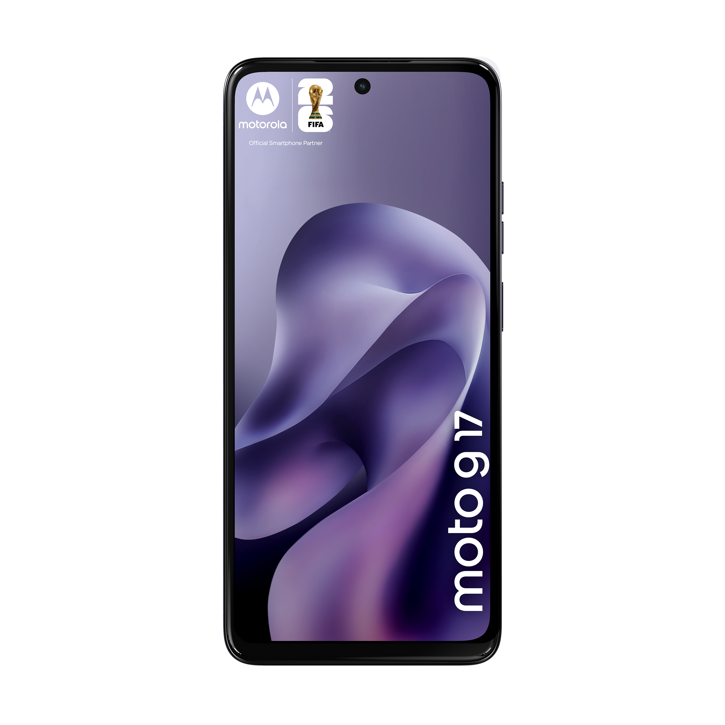 Ein Motorola Smartphone mit FIFA-Logo und dem Schriftzug "moto g 17".