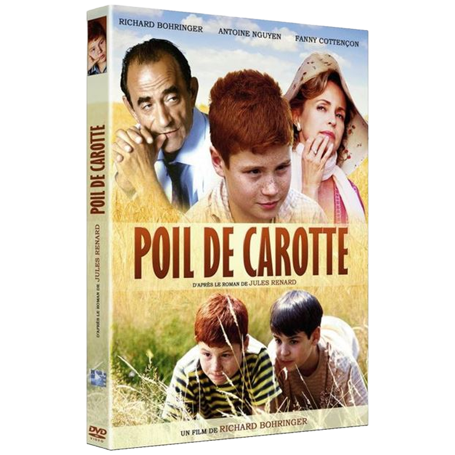 Couverture DVD : Un homme, une femme et deux garçons dehors. Titre : Poil de Carotte.