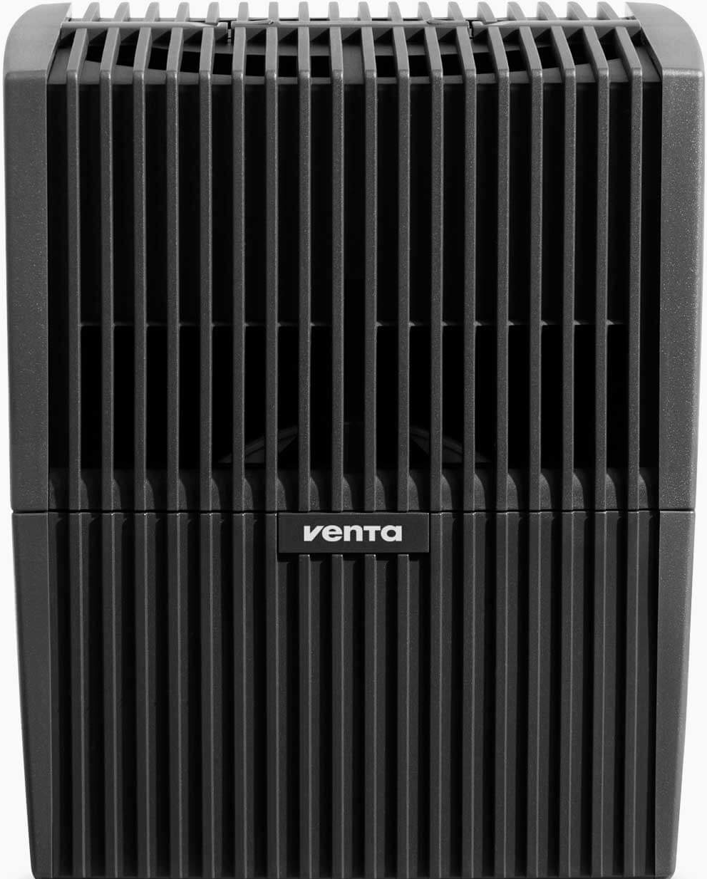 Purificatore d'aria nero con scanalature verticali e logo Venta.