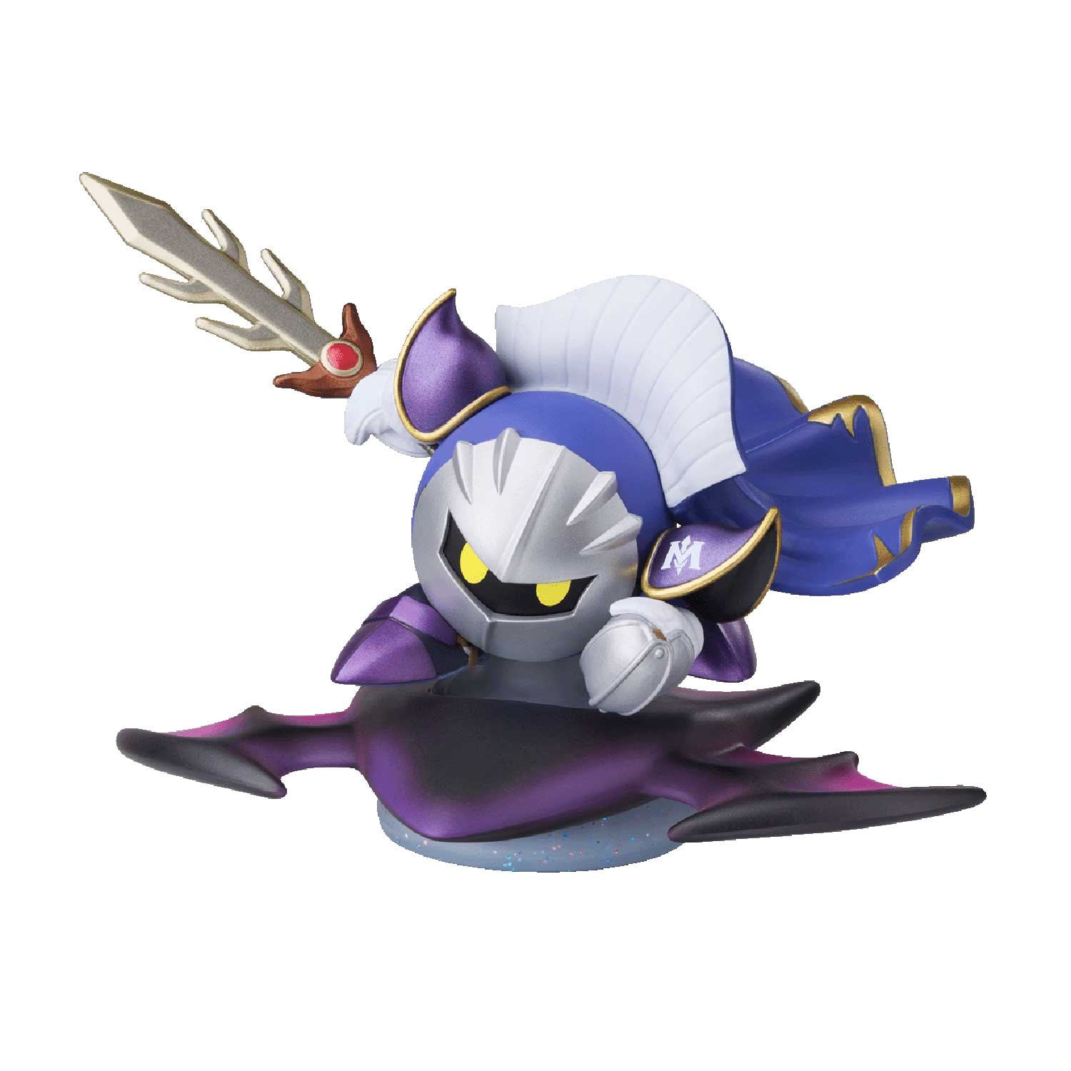 Figura de Meta Knight con espada sobre una base morada.