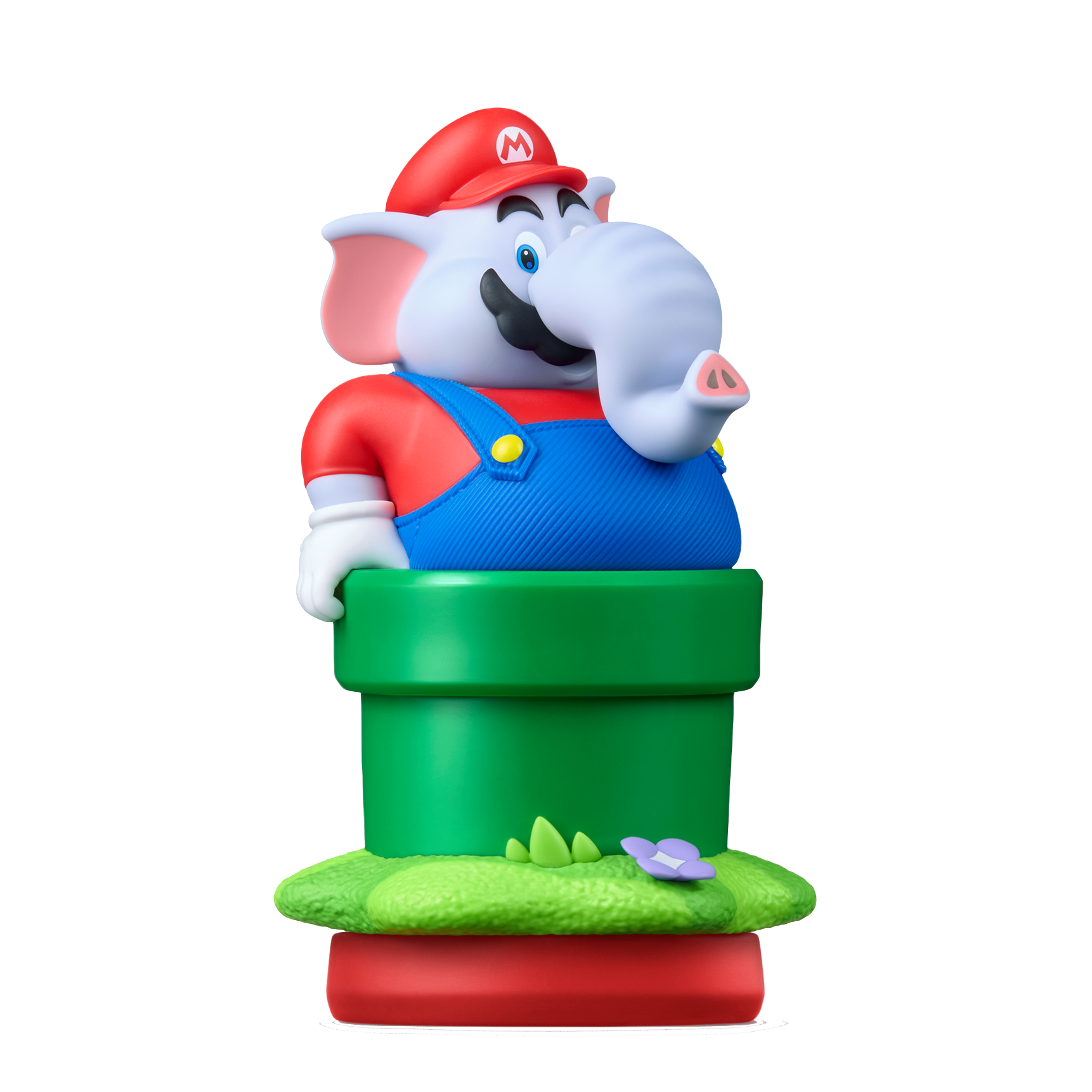 Un personaje elefante estilo Mario asomándose por una tubería verde.