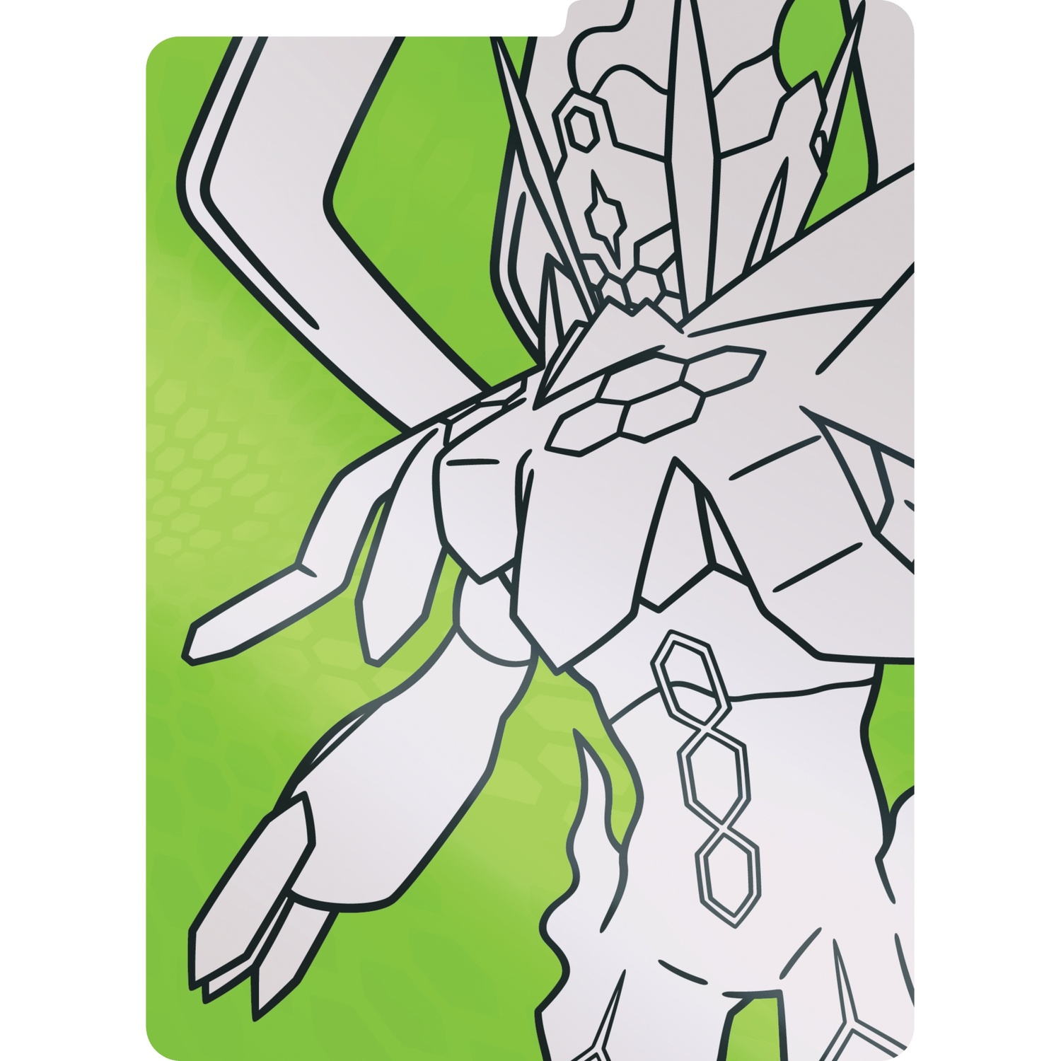 Una figura bianca con linee nere su sfondo verde.
