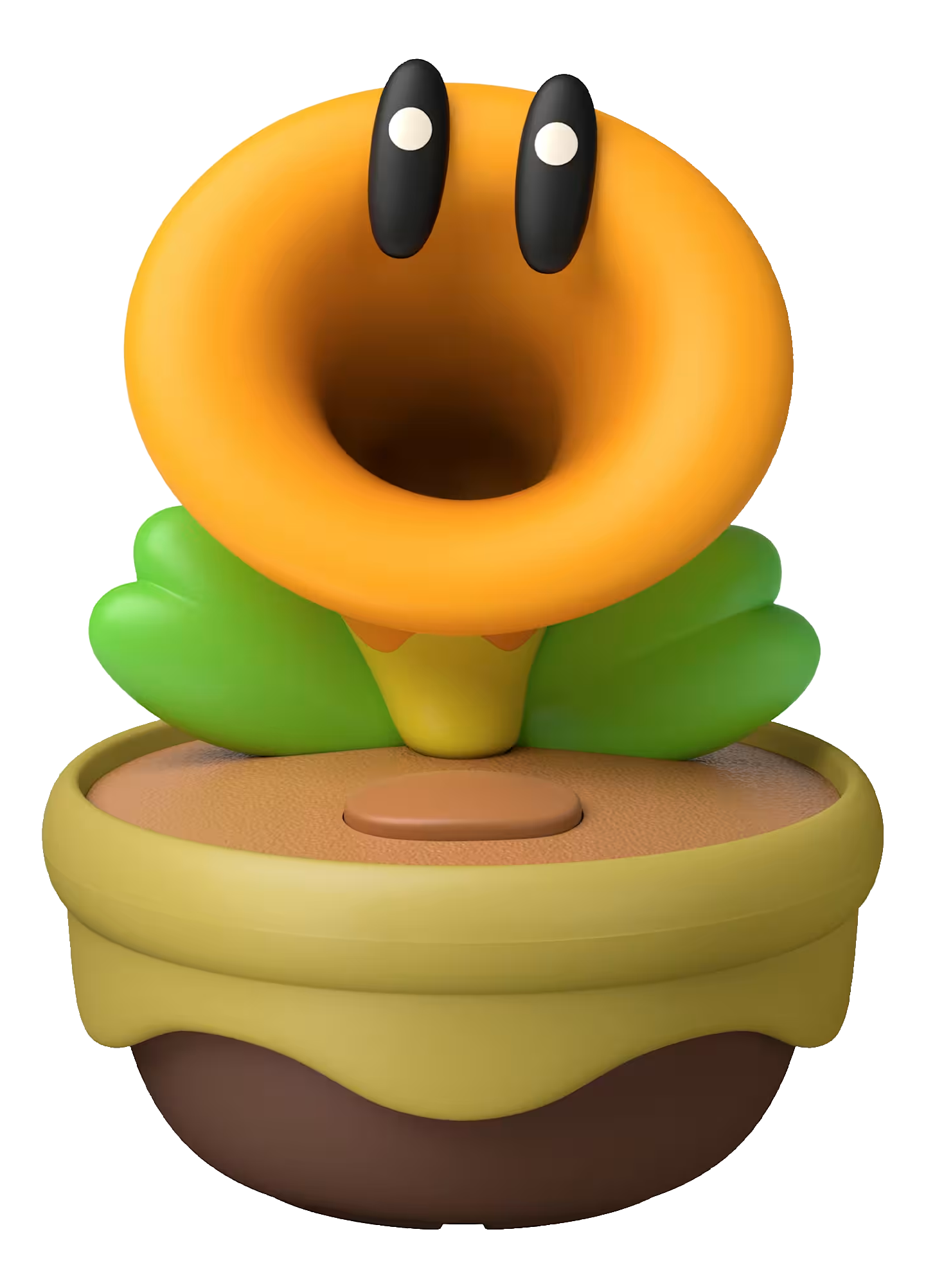 Eine orangefarbene Pflanze mit grünen Blättern in einem Topf.
