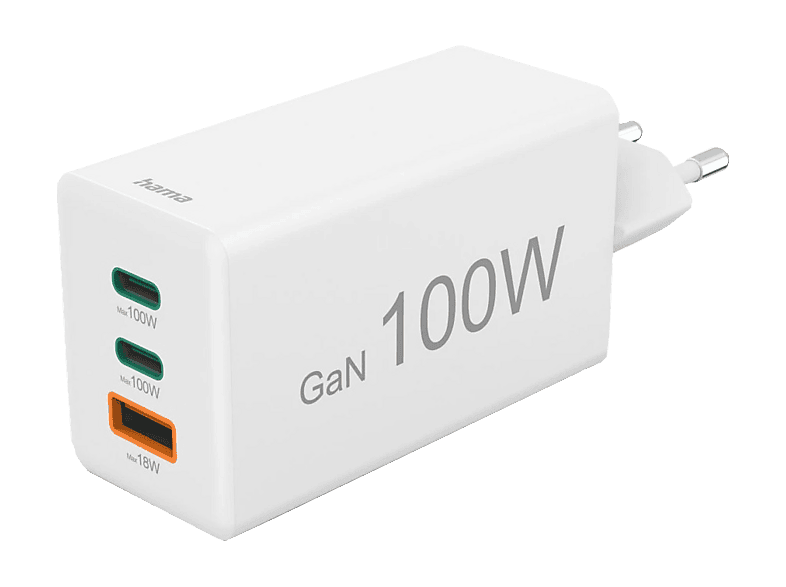 Ładowarka sieciowa HAMA GaN 2x USB-C 1x USB-A mini PD 100 W Biały