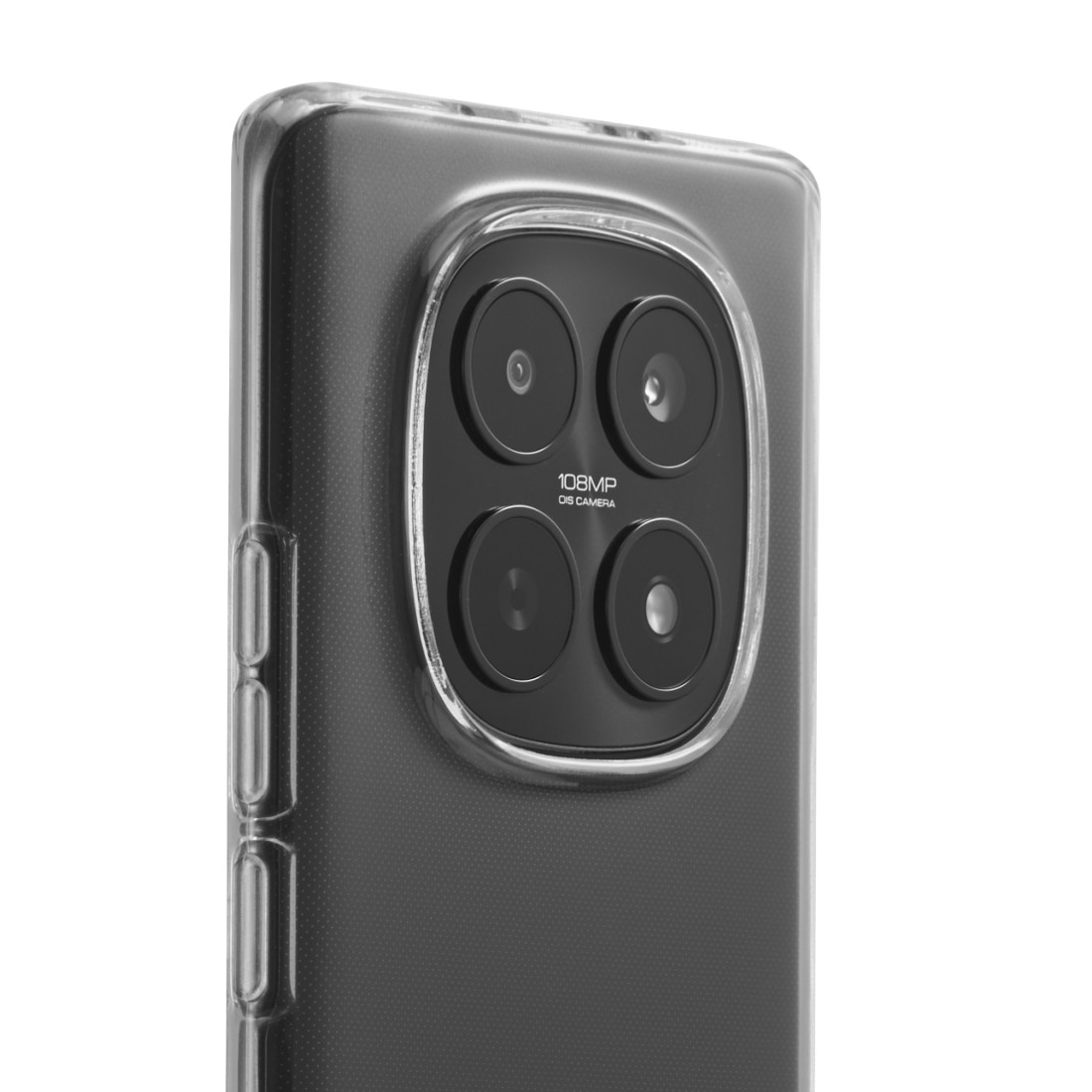 Rückseite eines Smartphones mit vier Kameras und 108MP OIS-Kamera-Aufschrift.