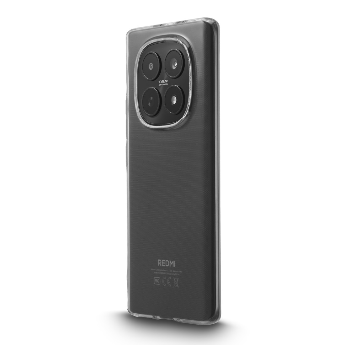 Ein durchsichtiges Smartphone-Gehäuse mit vier Kameras auf der Rückseite.