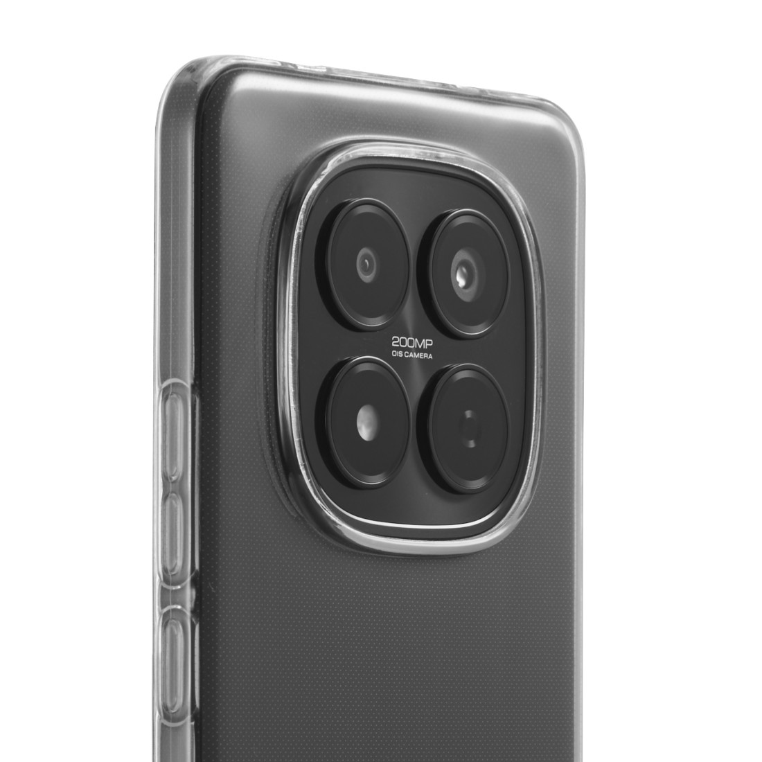 Nahaufnahme der Rückseite eines Smartphones mit vier Kameras und 200MP OIS-Kamera.