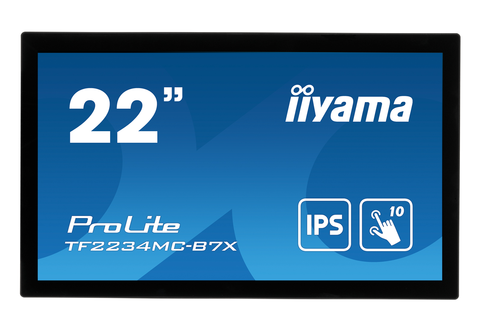22-Zoll-iiyama ProLite Monitor mit IPS- und 10-Punkt-Touch-Symbolen.
