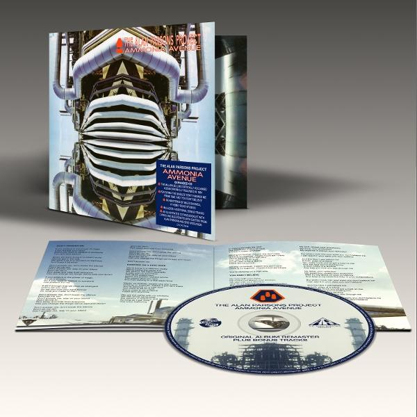 CD-Cover und Booklet von "Ammonia Avenue" von The Alan Parsons Project mit industrieller Architektur.