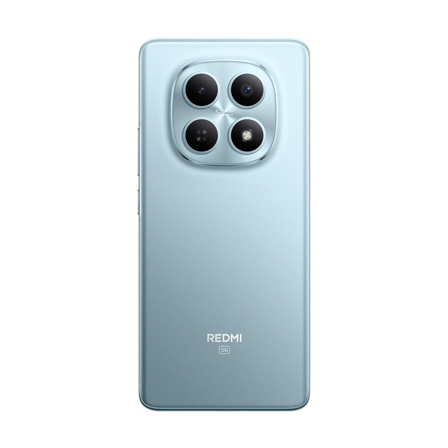 Uno smartphone azzurro con quattro fotocamere sul retro.