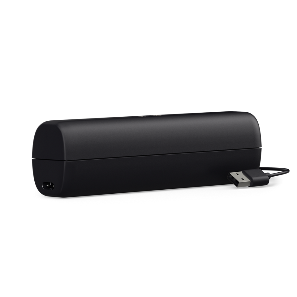 Czarny, cylindryczny przyrząd z kablem i portem USB.