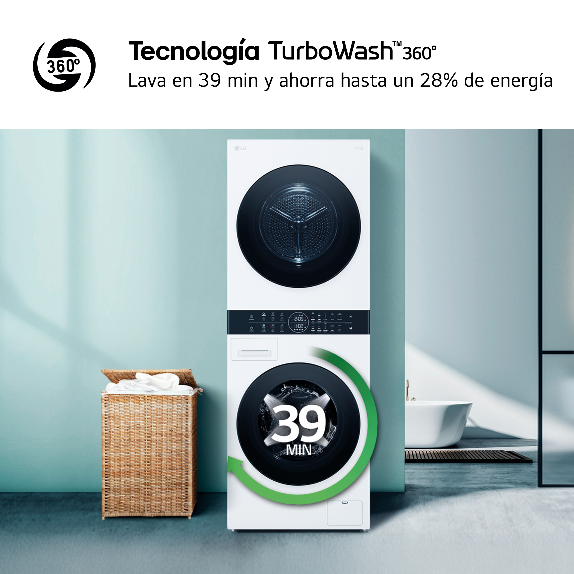 Tecnología TurboWash™ 360°. Lava en 39 min y ahorra hasta un 28% de energía
