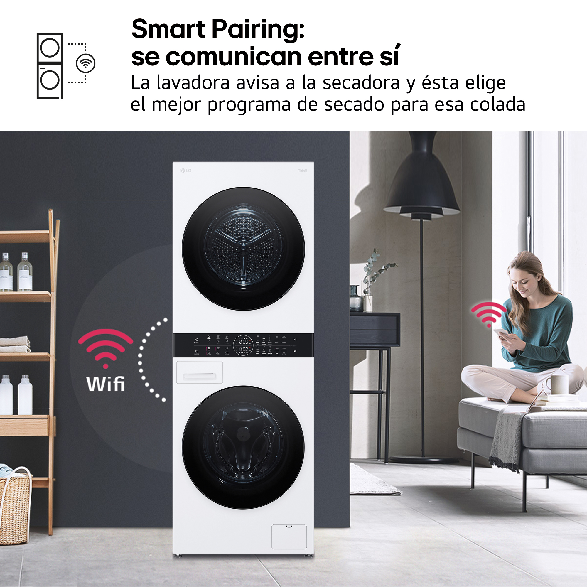 Smart Pairing: se comunican entre sí. La lavadora avisa a la secadora y ésta elige el mejor programa de secado para esa colada