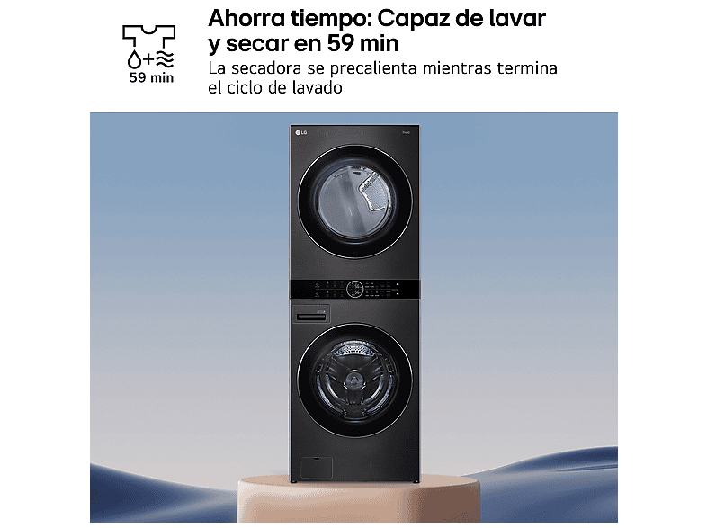 Lavadora secadora - LG WT1716BBF, Torre de lavado 17/16 kg, TurboWash™, Smart Pairing™, Inox grafito – imagen 2