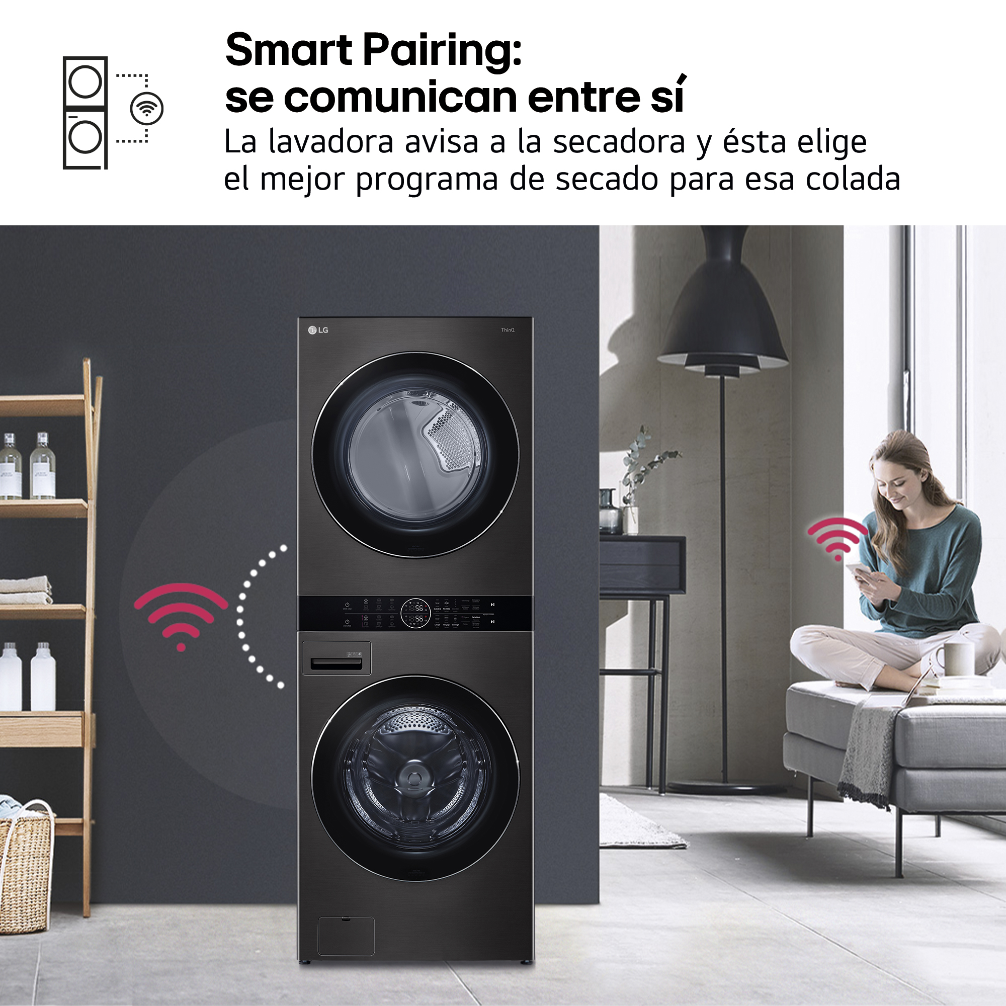 Smart Pairing: se comunican entre sí. La lavadora avisa a la secadora y ésta elige el mejor programa de secado para esa colada.