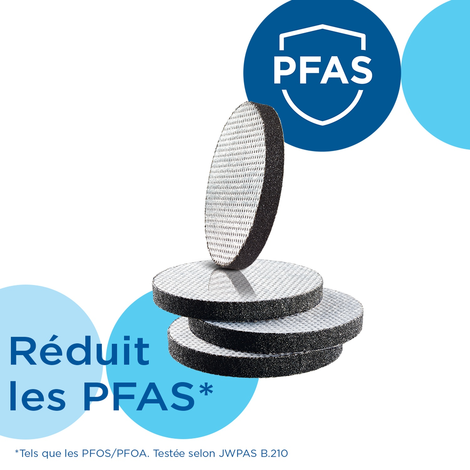 Filterelementen met PFAS-symbool. Vermindert PFAS.