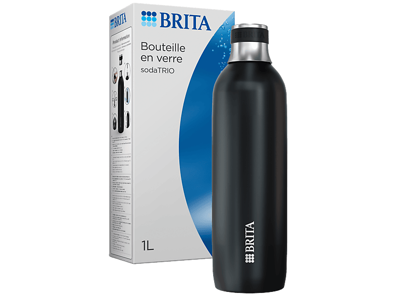 Brita Sodatrio Rvs Fles – Zwart Groot 1-pack