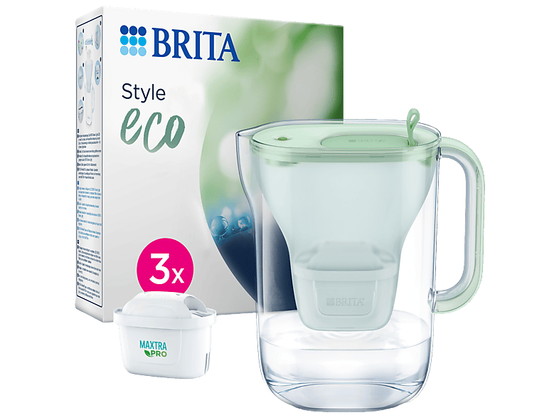 Carafe filtrante Brita Style Eco 2.4l Vert incl. 3 Filtres Maxtra Pro