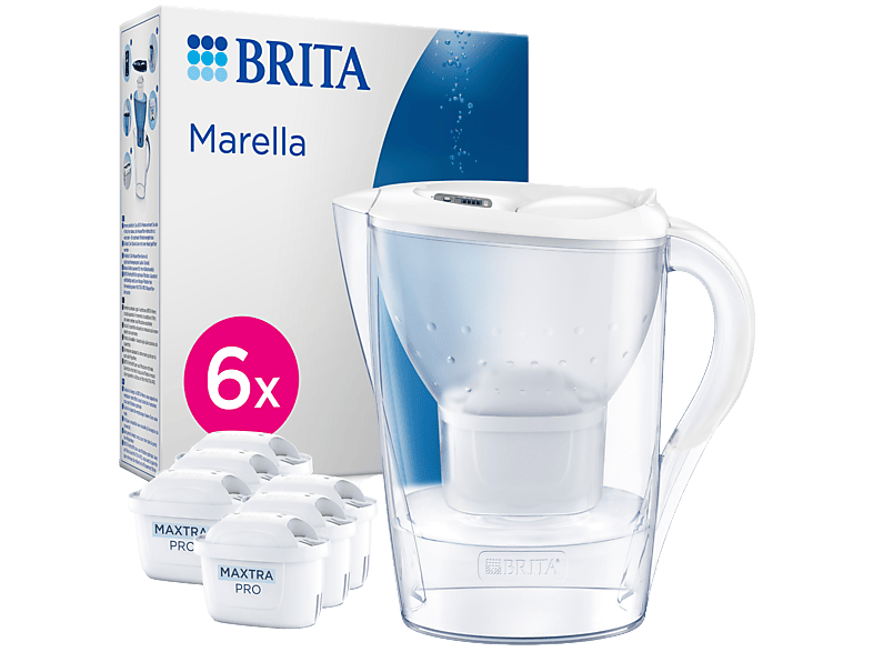 Brita Marella Water Filter Jug 2.4L Cool White with 6 Maxtra Pro Filters