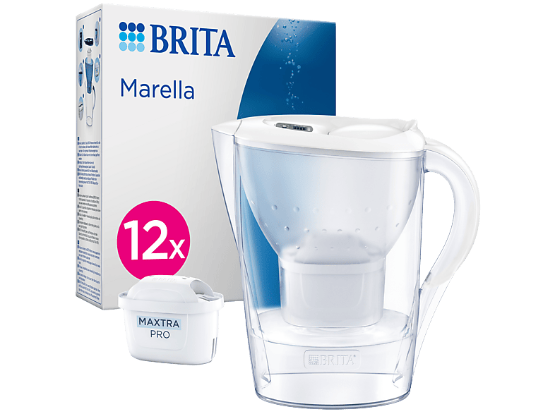 Carafe filtrante Brita Marella 2,4L Cool White avec 12 cartouches Maxtra Pro