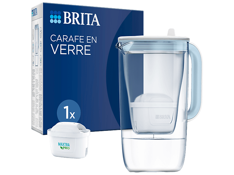 Carafe Filtrante en Verre Brita 2.5L Bleu Clair avec Filtre Maxtra Pro