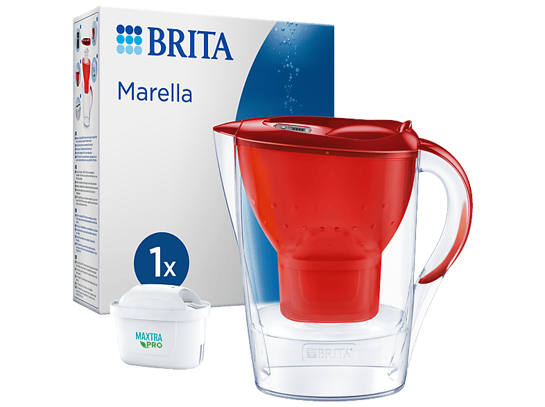 Carafe filtrante Brita Marella 2,4L Cool Red, incluant 1 filtre Maxtra Pro