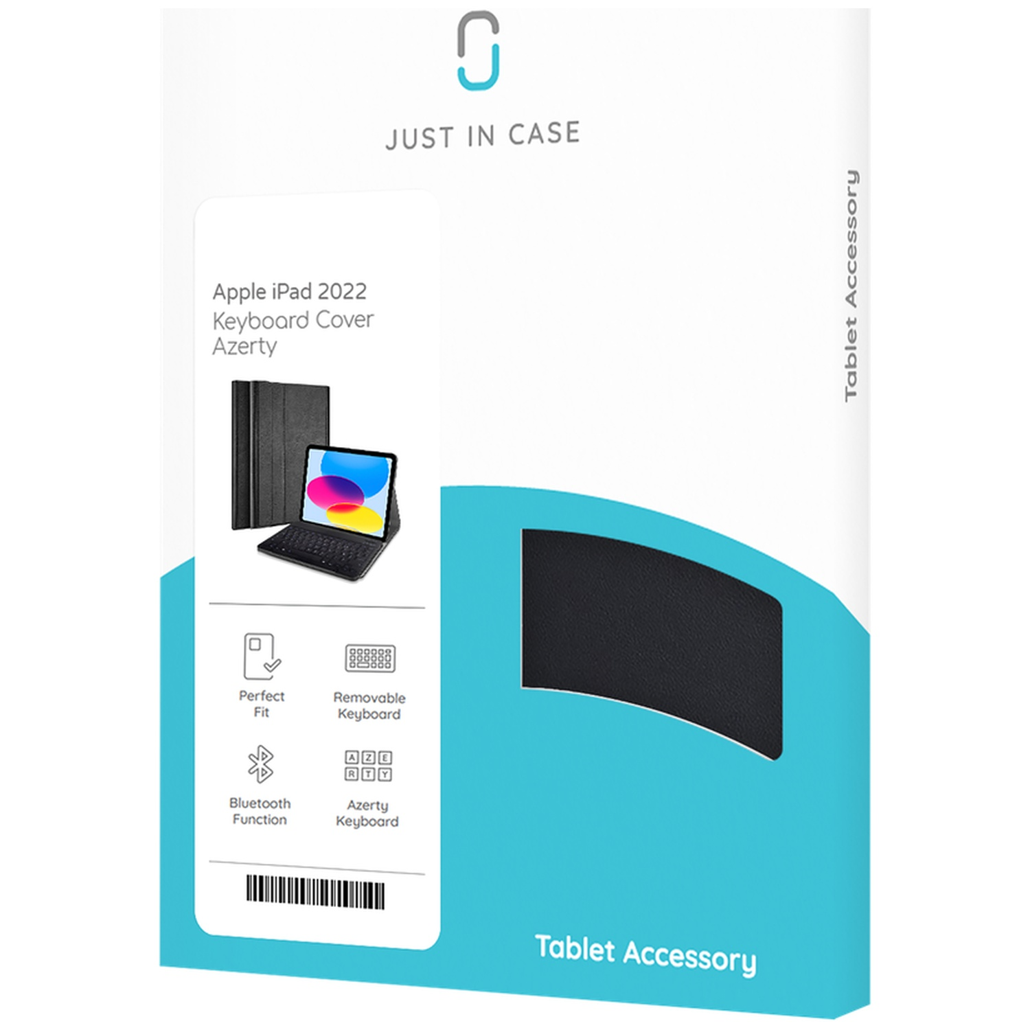 Black Apple iPad 2022 keyboard cover with Azerty layout and Bluetooth.