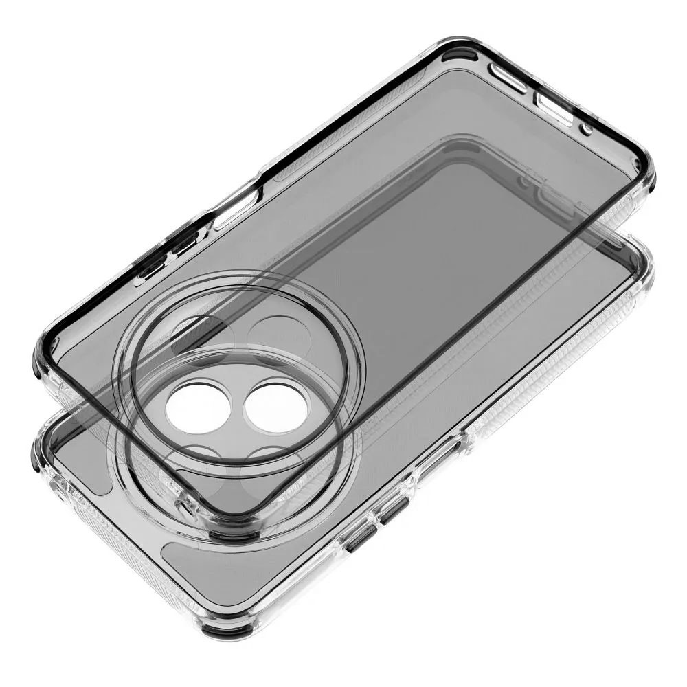 Átlátszó telefontok sötét kerettel, kivágásokkal több kamerához.