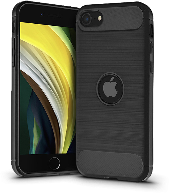 HAFFNER iPhone SE 2020/SE 2022 Carbon szilikon tok, fekete (PT-5977)