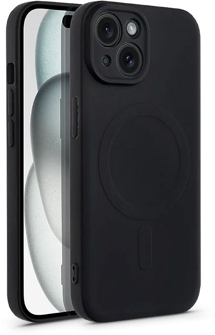 HAFFNER iPhone 15 Silicone Mag Cover szilikon tok, fekete (HF228872)